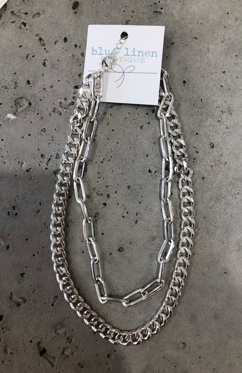 Icy Double Chain Layered Necklace