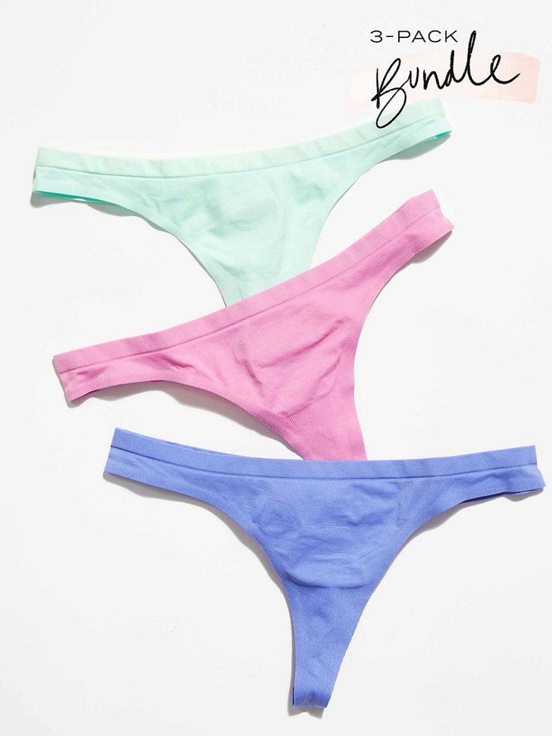 Free People No Show Seamless Thong 3 Pack – Blue Linen Boutique