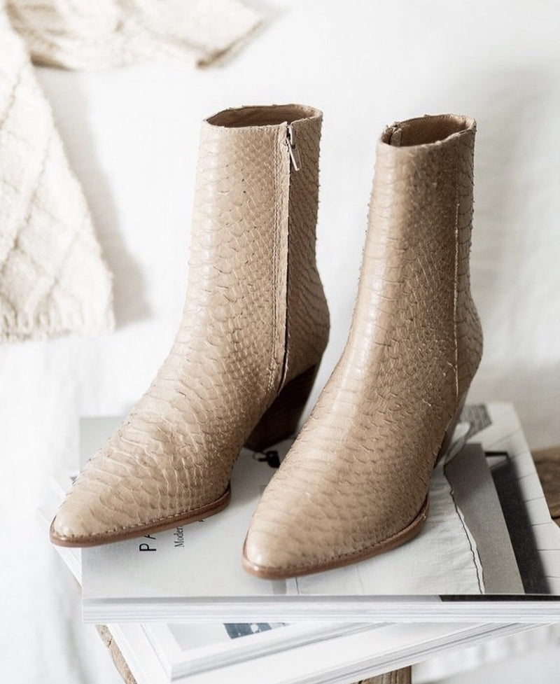 Caty Snake Boot in Nude